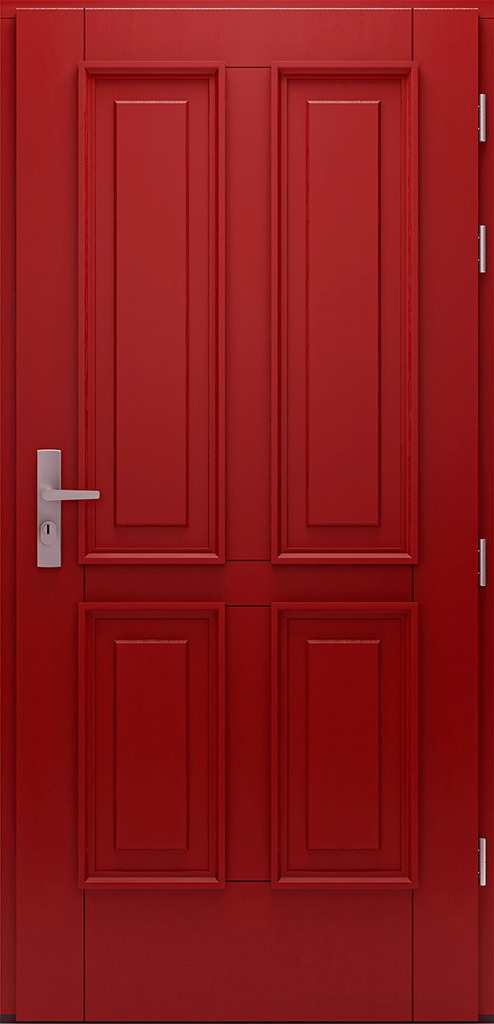 czerwony model drzwi zewnętrznych